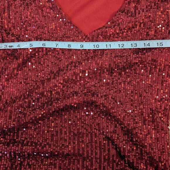 The Limited Red Sequin Flutter Sleeve Blouse - M - Great for Holidays! - Picture 9 of 9